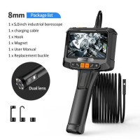 Камера-Эндоскоп DDCAMERA с двумя объективами, usb C 5 "IPS-экран, 8 мм HD Бороскоп, фотокамера для сточных вод, быстрая переноска, для автомобильного эндоскопа