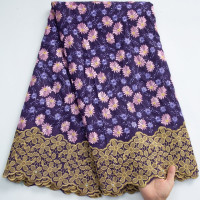 Кружевная Африканская Хлопковая кружевная ткань SJD, 2023, Высококачественная швейцарская хлопковая кружевная ткань с камнями для женских свадебных платьев, A3376