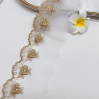 3 ярда, винтажная кружевная бейка золотого цвета, вышитая кружева для выступления на сцене, Лоскутная кружевная бейка для шитья, Лоскутная бейка с аппликацией