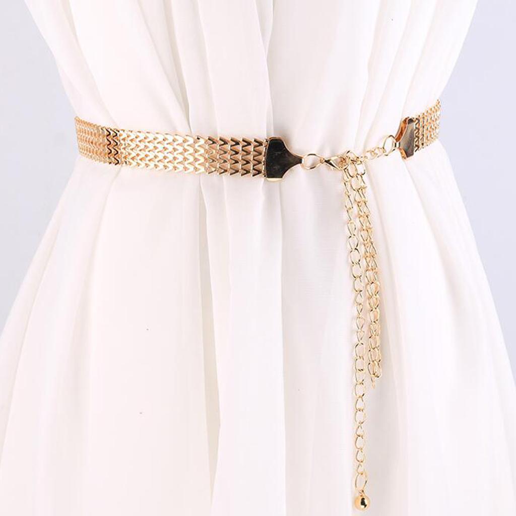 Elegant Gold Wave Alloy Waist Chain Belt Buckle Body Chain Bridal Bridesmaid Dress Belt