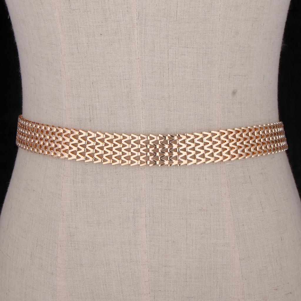 Elegant Gold Wave Alloy Waist Chain Belt Buckle Body Chain Bridal Bridesmaid Dress Belt