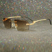 Солнцезащитные очки без оправы в стиле ретро, дизайнерские модные солнечные очки с защитой от ультрафиолета, с украшением в виде пантеры Картера