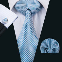 Модный Шелковый синий клетчатый Однотонный мужской свадебный галстук комплект Hanky Barry.Wang дизайнерские Пейсли Цветочные Галстуки для мужчин подарок для вечеринки жениха