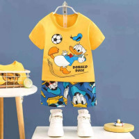 Летние хлопковые детские комплекты Disney, футболка с коротким рукавом для мальчиков + шорты, комплекты одежды для малышей, одежда для маленьких мальчиков