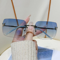 Женские солнцезащитные очки без оправы, винтажные поляризационные прямоугольные очки с градиентными линзами UV400, для путешествий, лето 2023