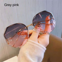 2021 Модные солнцезащитные очки UV400 без оправы с металлическими изогнутыми дужками, Винтажные Солнцезащитные очки без оправы, солнцезащитные очки с градиентом, солнцезащитные очки с океанскими линзами