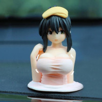 Chest Shaking Girl New Cute Car Dashboard Decorations Mini Bobbleheads Dolls Anime Statue Boutique Pink Car Sexy Doll Figurine