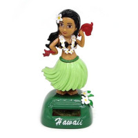 Solar Dancing Hawaii Girl Hulas Shaking Head Toy Solar Powered Auto Interior Decompression Dashboard Ornament Car Accessories