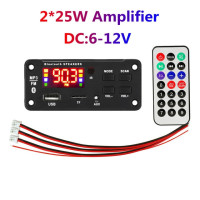 50W Amplifier Handsfree MP3 Player Decoder Board  12V Bluetooth 5.0 Car FM Radio Module Support  TF USB AUX Recorders