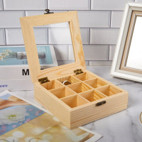 9 Compartments Storage Box Organizer Wooden Sugar Bag Container Wooden Tea Bag Jewelry Accessories Organizer Brooch Organizer