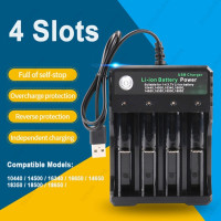 Universal 18650 Smart Battery Charger Four Slot Li-ion Battery Charger Adapter USB Connector For 18650 18500 16340 14500 16650