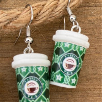 New Christmas Coffee Cup Earrings Novelty Plastic Earrings Personalized Unique Female Earrings Coffee Drinking Gift for Her