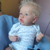 20 Inch Reborn Baby Doll With Platinum Hair Painted By Artists 3D Skin Handmade Rooted Hair Saskia Newborn Doll