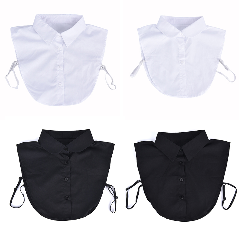 Black/White Ladies Women Adult Detachable Lapel Shirt Fake Collar Fashion Solid Color False Blouse Neckwear Clothing Accessories