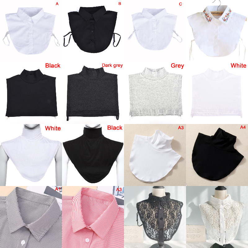 Women Cotton Lace Fake Collar Blouse Vintage Detachable Shirt Collar False Collar Lapel Blouse Top Women Clothes Accessories