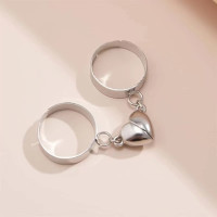 Romantic Couple Rings for Women Men Magnetic Adjustable Opening Heart-shaped Pair of Rings Valentine's Day Gift Jewelry