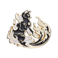 Gothic Black White Animal Enamel Pin Metal Phoenix Fantasy Space Dragon Crow Cat Brooch Lapel Backpack Badge Decorative Jewelry