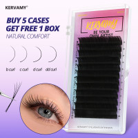 KERVAMY Eyelash Extension 12 Rows Classic Premium Matte Black Faux Mink Lashes Eyelash Extensions Volume Maquiagem