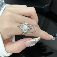 Gothic Irregular Tassel Moonstone Rings Lava Chain Star Opal Stone Ring Small Fresh Wedding Party Jewelry Gifts