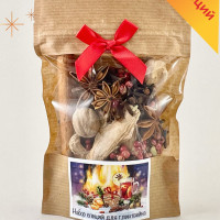 Набор для приготовления глинтвейна: Имбирь Корица Мускатный орех Бадьян Гвоздика Анис Фенхель Кардамон Розовый перец Гвоздика, в пакетиках по 45 гр