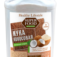 Кокосовая мука без глютена низкоуглеводная в банке Healthy Lifestyle без сахара и глютена, подходит для кетодиеты и выпечки, растительная клетчатка, мякоть кокоса, продукты для похудения 1 кг (1000 г)