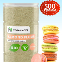 VeganNova Миндальная мука мелкого помола, без глютена, высший сорт,  500 г