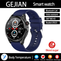 Healthy Body Temperature Smart Watch Men Bluetooth Call 360*360 HD Screen Sports Heart Rate Blood Sugar Smartwatch For Android