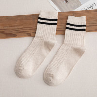 Socks Men's Spring and Summer New Korean Version Trend All-match Medium Tube Socks Breathable Vertical Strip Men's Cotton Socks