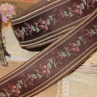 4yards/lot wide 5.8cm Woven Jacquard Ribbon classical small flower bud for curtain and clothing accessory LS-1392