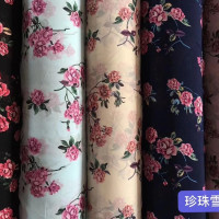 150cm width Chiffon bead fabric flowers pattern can see through for skirt suit-dress headband CH-0065