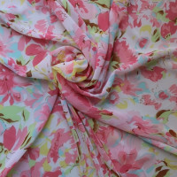 145cm width 75D printed chiffon fabric nice flower rose pink CH6092 for wedding garment  dress shirt