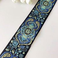 6yards/lot wide 5cm Woven Jacquard Ribbon Trims flowers design for clothing straps accessory LS-777