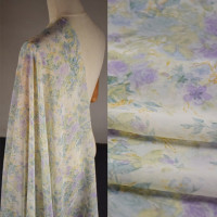 Half Meter Purple Flower Print High Grade Chiffon Fabric For Spring Summer Dress Shirt Upper Clothes Pajamas Scarf T1862