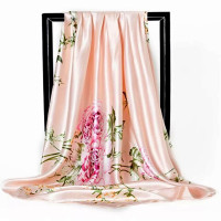 Popular Shawls Fashion Flower 90X90CM Silk Scarves Europe And America Print Square Kerchief Four Seasons New Sunscreen Bandannas