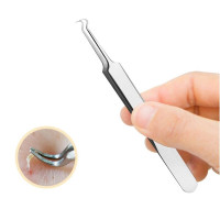 Medical Stainless Steel Blackhead Tweezers Blackhead Acne Clip Pimple Comedone Remover Curved Bend Head Face Cleaner Beauty Tool