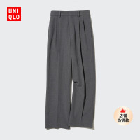 Uniqlo 女裝打褶寬鬆闊腿長褲 休閒通勤彈性（加長版) 458505