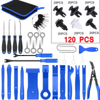 Car Door Trim Removal Pry Tool Kit Auto Dashboard Audio Removal Hook Kit Mixed Size Fastener Clips Disassembly Repair Tools Set