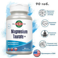 KAL, Magnesium Taurate + 400 mg, 90 таблеток / Магний Таурат / Здоровье сердца и сосудов / Снижение стресса