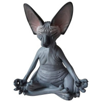 Home Decor Sphynx Cat Meditate Collectible Figurines Miniature Buddha Cat Figurine Animal Model Doll Toys Hairless Cat Figurine