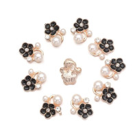 10PCS/Pack Sparkling Pearl Rhinestone Buttons Flower-shaped Crystal Button Headwear Accessories Apparel Sewing DIY Craft