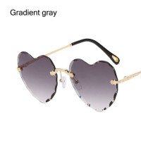 Женские солнцезащитные очки в форме сердца, солнцезащитные очки в форме сердца с градиентными линзами, без оправы, UV400, солнцезащитные очки в тонкой металлической оправе с сердцем