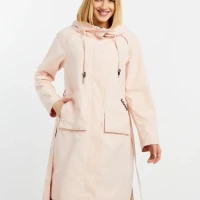 Плащ женский весна  длинный демисезонный с капюшоном 