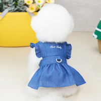 Pet Denim Dress For Dogs Small Wedding Dress Dog Clothes Princess Dresses Spring Soft Sweet Flying Sleeves Skirt Dog Accessories