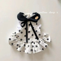 Dot Princess Dress Pet Dog Clothes Cat Print Skirt Clothing Dogs Small Chihuahua Summer Black White Breathable For Small Dogs