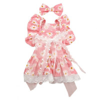 Summer Dog Dress Cute Bow Hairpin Puppy Skirt Breathable Bow-knot Lace Princess Dress Pet Cat Two-legged Clothing Puppy Costume