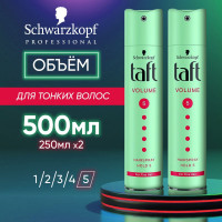 Schwarzkopf Лак для волос Taft Объем 5, профессиональный уход, средство для укладки сверхсильной фиксации, для тонких волос / 2 шт по 250 мл