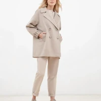 Пальто демисезонное полупальто весна осень бежевое шерстяное