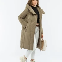 Пуховик женский зимний длинный верхняя одежда с капюшоном