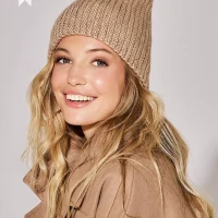 Шапка бини вязаная без отворота шерстяная осень