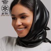 Платок шапка капор косынка кожаная зимняя утепленная экокожа